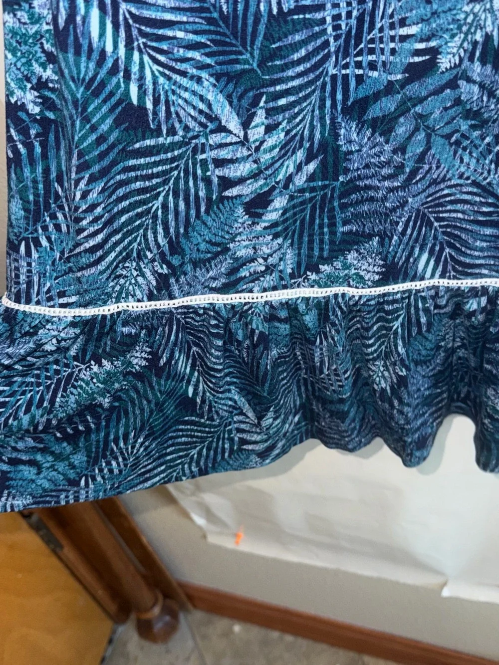 Tommy Bahama Teal and Navy Palm-Print V-Neck Sundress size small